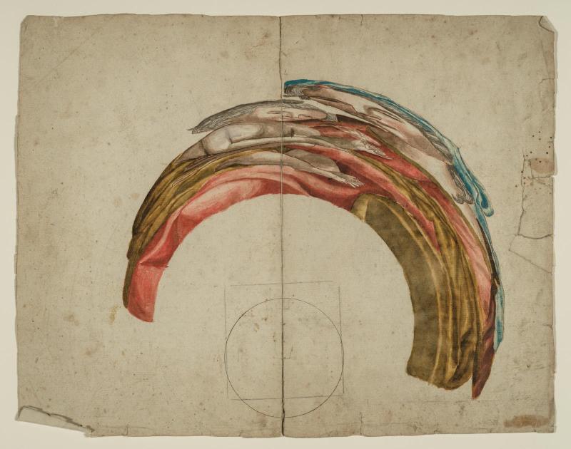 Anamorphic drawing (Madonna and Child)