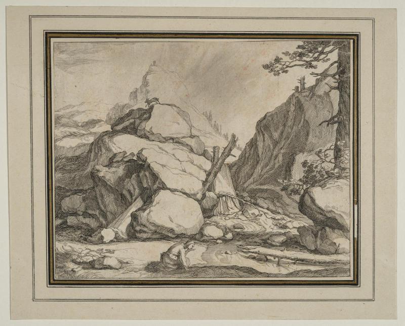 Landscape plates, one of three