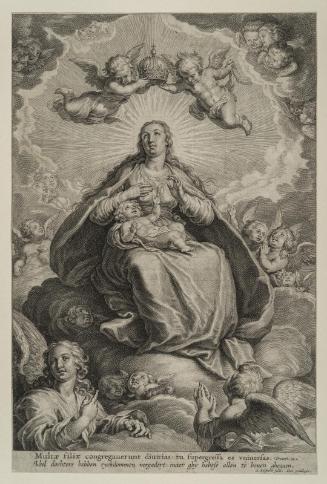 Madonna on clouds crowned by angels