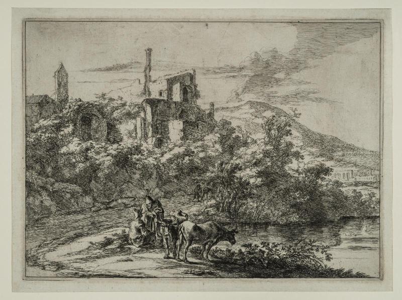 Two Cows Near the River at Tivoli