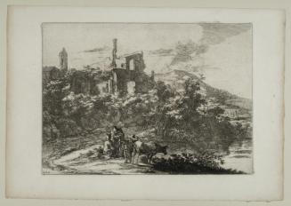 Two Cows Near the River at Tivoli