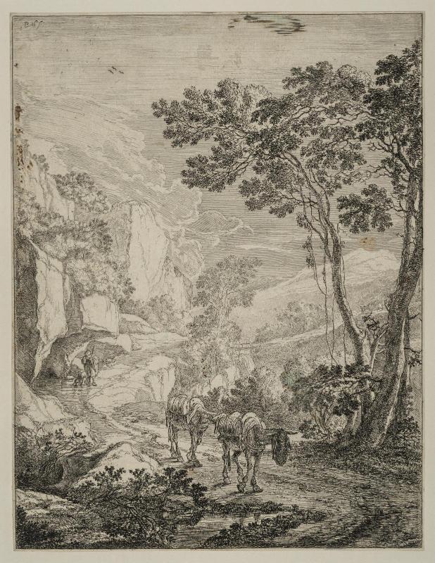 Mountain Landscape with Two Mules