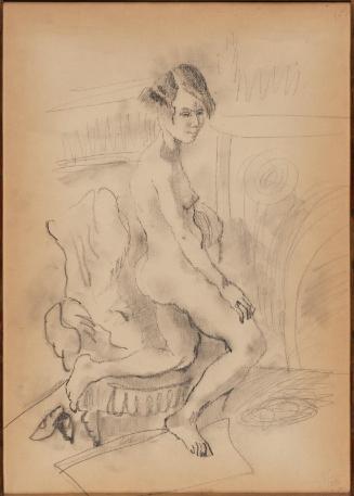 Female Nude Kneeling on a Chair; Seated Female Nude (verso)