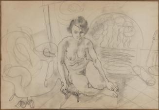 Female Nude Kneeling on a Chair; Seated Female Nude (verso)
