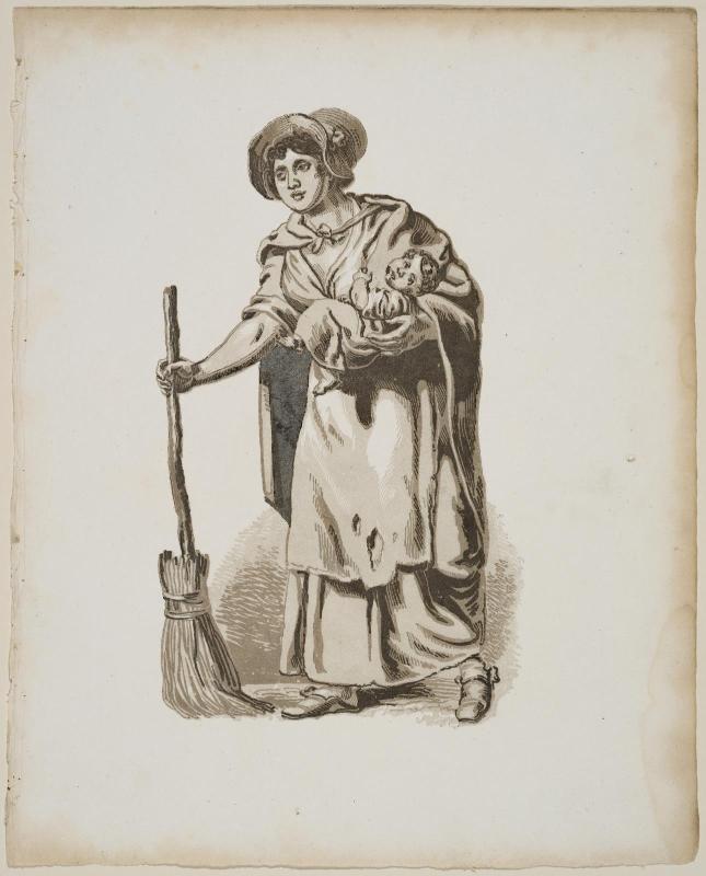 Female Street Sweeper and Child
