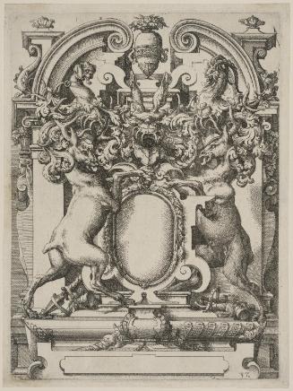 Armorial Design with Two Goats (plate 37 from Dietterlin's Architectura)