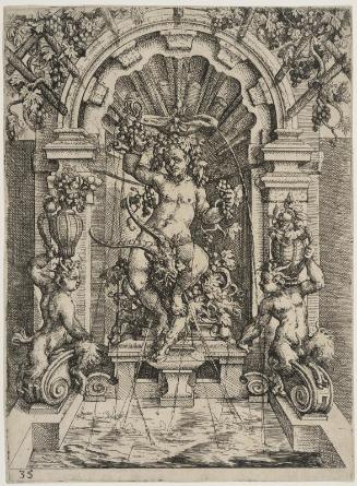 Design for a Fountain, with Bacchus on a Goat (plate 35 from Dietterlin's Architectura)