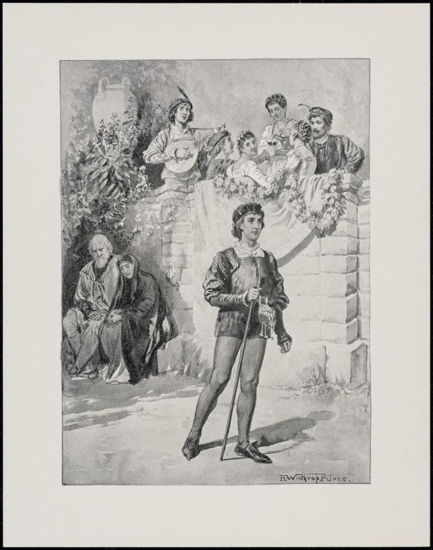 Young man walking away from company of young people