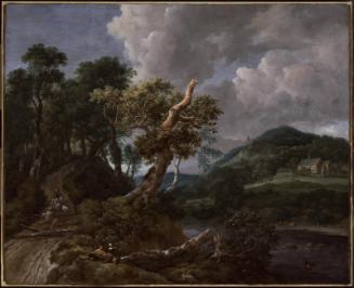 Wooded Landscape with Shepherd and Flock by a River