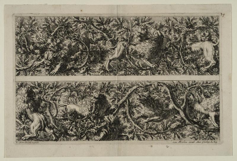 Ornamental Foliage with Lions