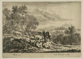 Landscape with peasants plowing, etc.