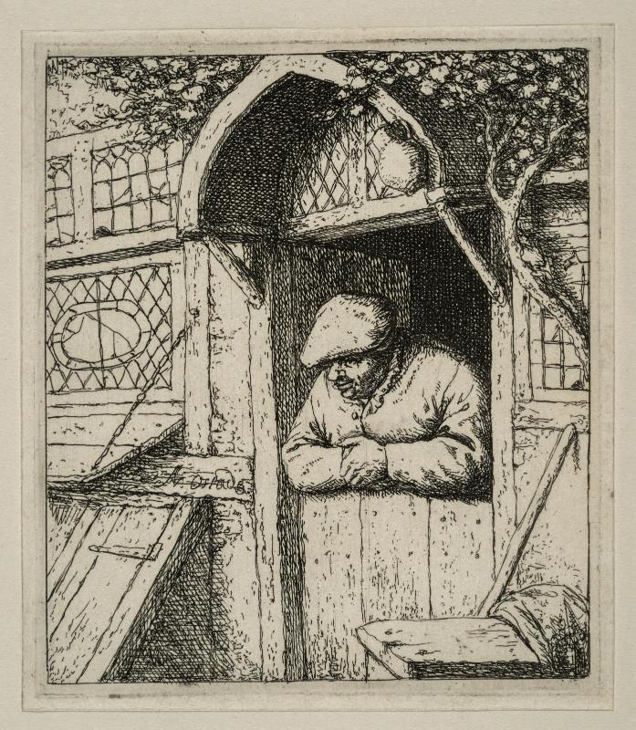 Man looking from a doorway