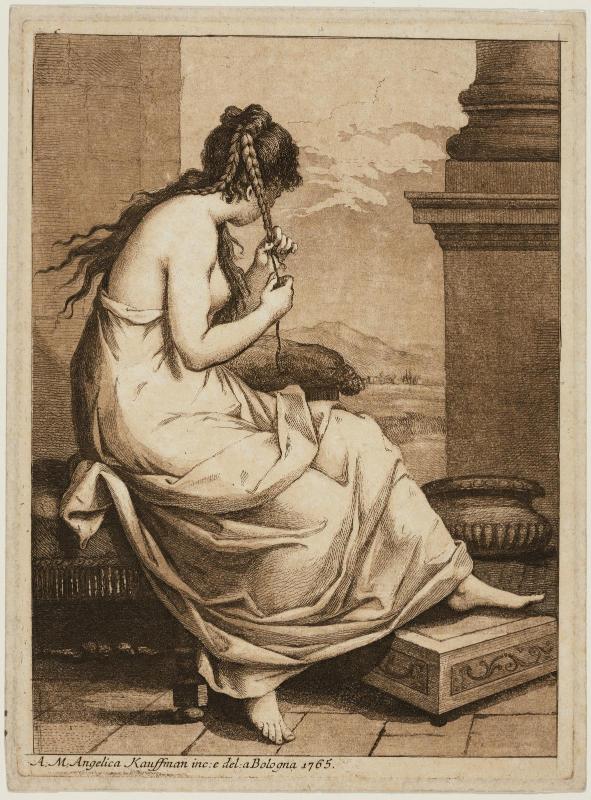 Woman Braiding Her Hair
