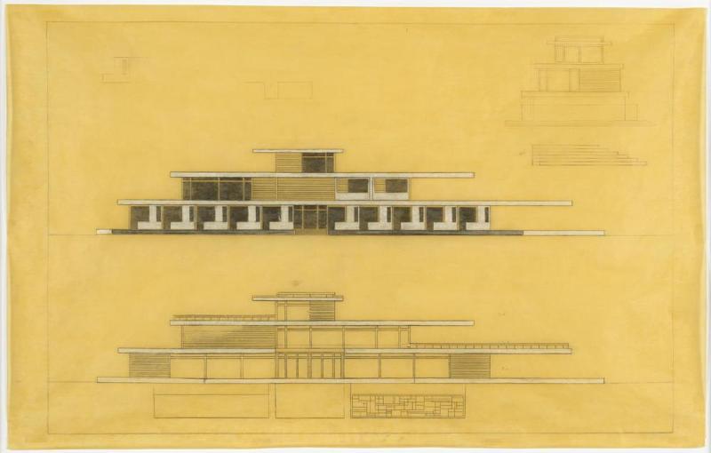 P.A.Molnar, Hotel Nord-Sud, North and South Elevation Drawings, 1932-34