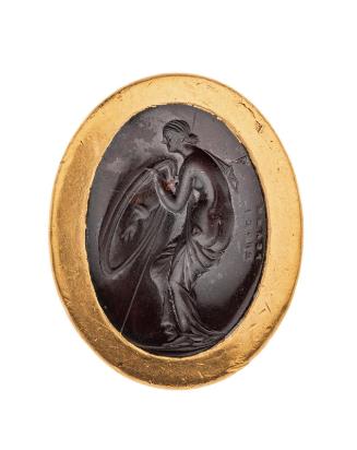 Ring with oval gem with armed Aphrodite