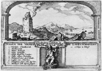 Views in the Surroundings of Haarlem, Plate 2: Table of Contents with Lighthouse at Zandvoort