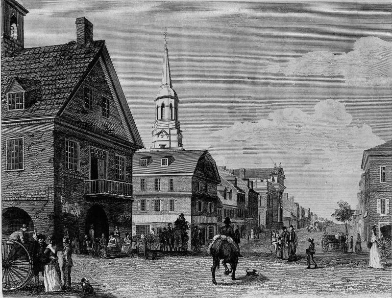 Second Street North from Market Street, with Christ Church, Philadelphia