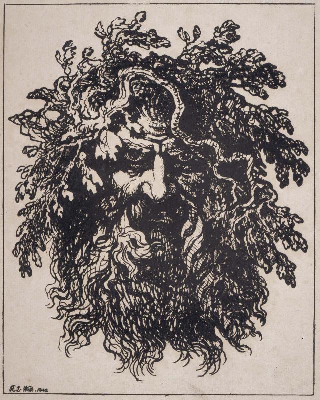 Head of a Bearded Man Wreathed with Oak Branches