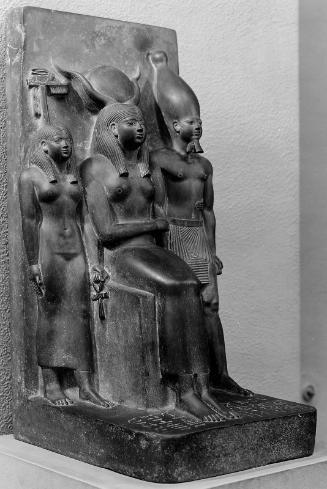 King Menkaura, the goddess Hathor, and the deified Hare nome