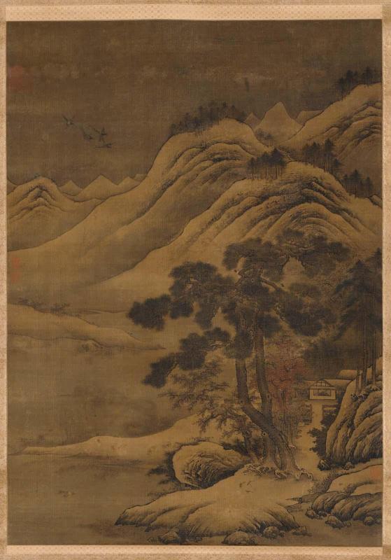 Wintry landscape with returning birds