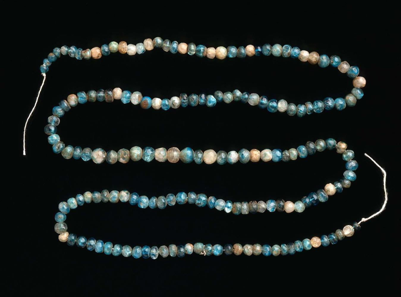 Blue-glazed quartz beads