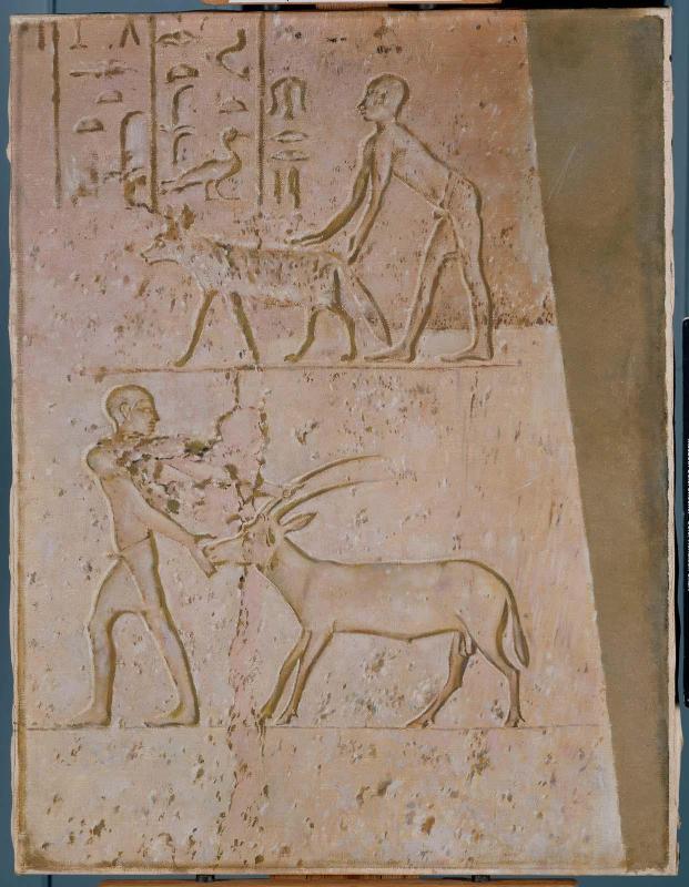 Women, one with hyena, one with ibex, tomb of Queen Meres-ankh III, G 7530-7540, Giza, 4th Dynasty