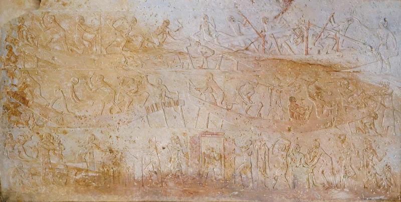 Boat builders, sculptors, and joiners, tomb of Khunera, Mycerinus Quarry, MQ1, Giza, 4th Dynasty