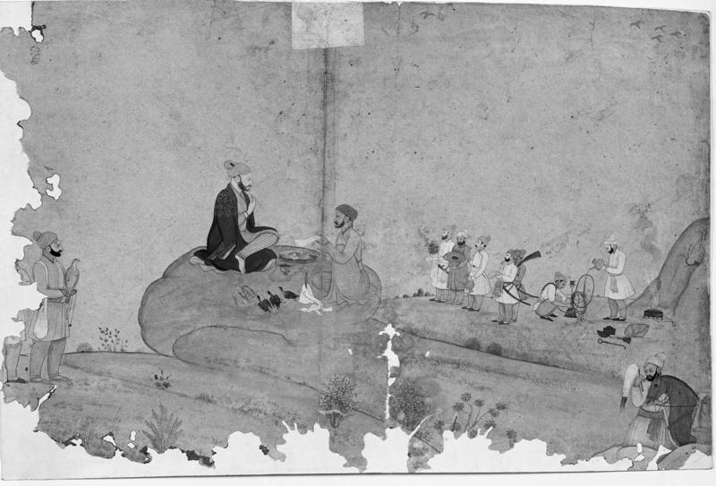 Hunting Scene: sportsman's lunch after hawking