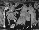 Murdered Atreus and the Goddess of Vengeance with palace slaves