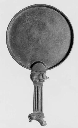 Mirror with handle ending in a lion and a boar
