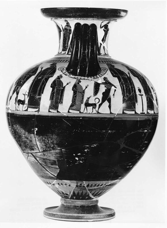 Two-handled jar (amphora) with Zeus and Hermes