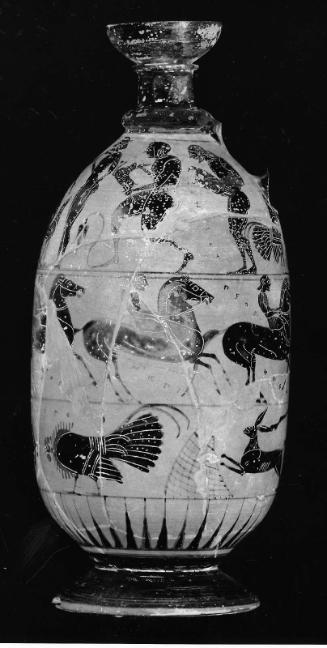 Oil flask (lekythos) depicting scenes of courtship, riding, and hare hunting