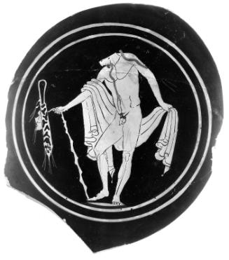 Drinking cup (kylix) with a reveler