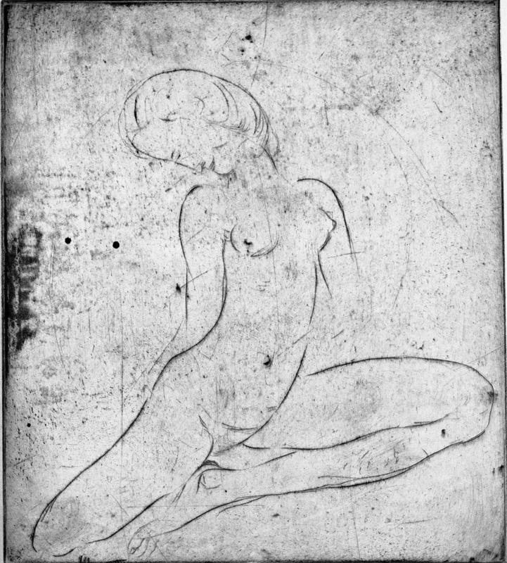 Sitzendes Mädchen kopf geneigt (Seated Nude)