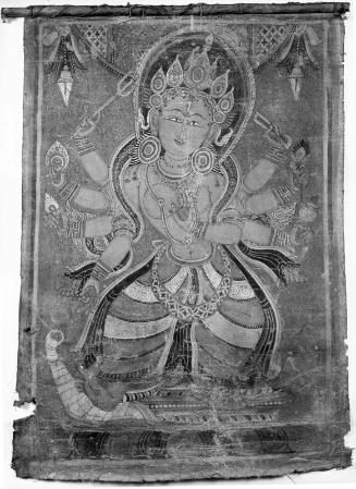 Sarasvati Standing on a Gander with One Head and Eight Arms