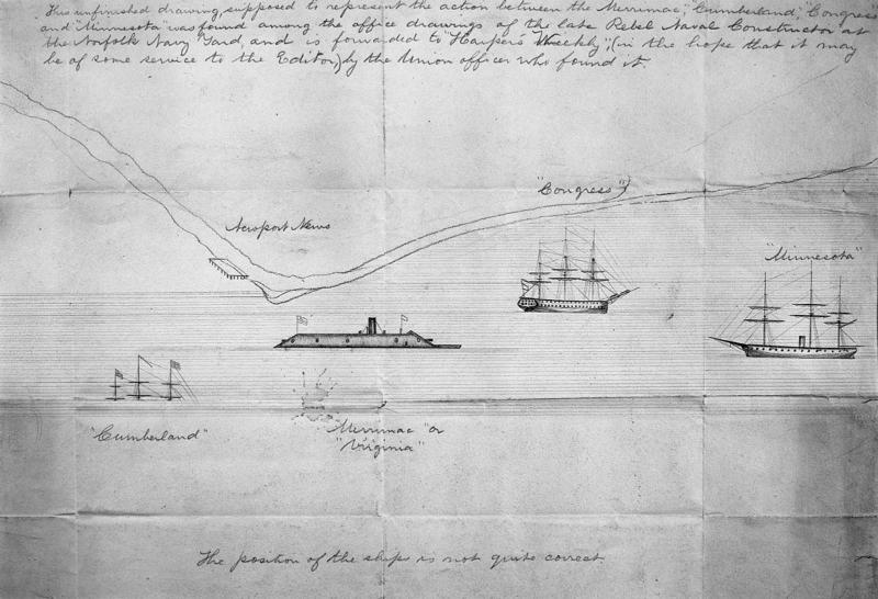 Action between the Merrimac, Cumberland, Congress and Minnesota, March 8, 1862