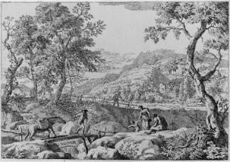 Landscape with a Man Leading a Horse Across a Bridge