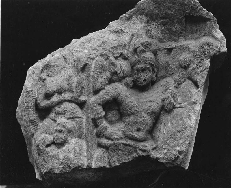 Fragment of a railing pillar: group of figures