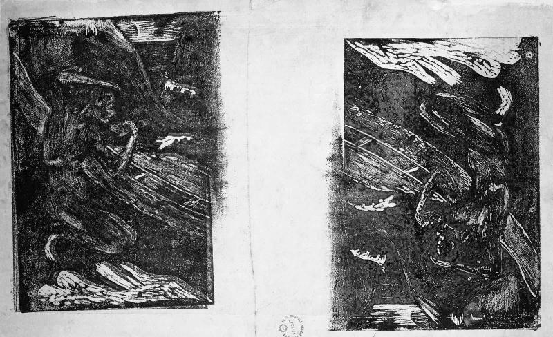 Le Pêcheur buvant auprès de sa Pirogue (A Fisherman Drinking Beside His Canoe); verso: Mahna No Varua Ino (The Devil Speaks)