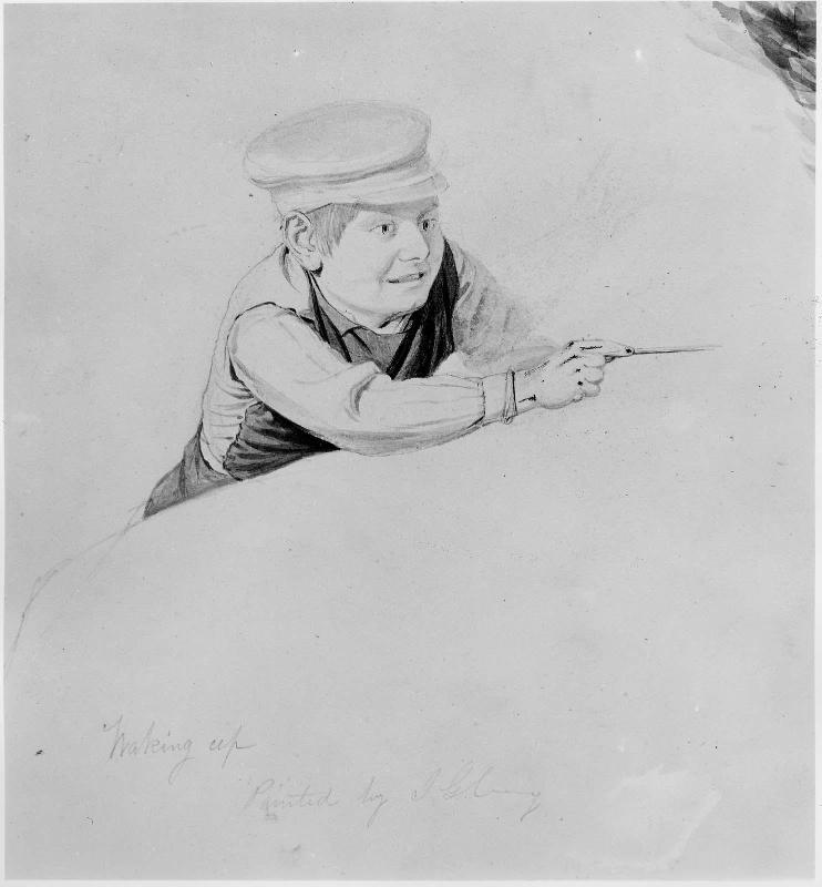 Study for "Waking Up": Boy with Straw