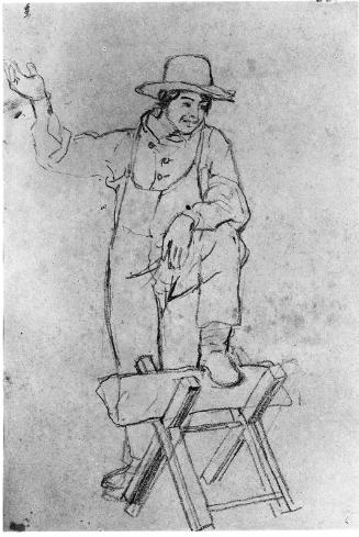 Study for "In the Woodshed": Boy with Foot Resting on a Saw Horse