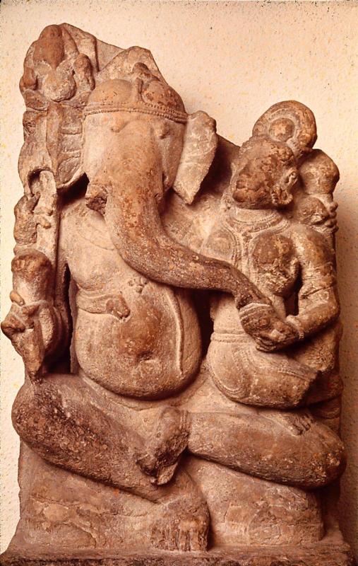 The God Ganesha seated with his wife