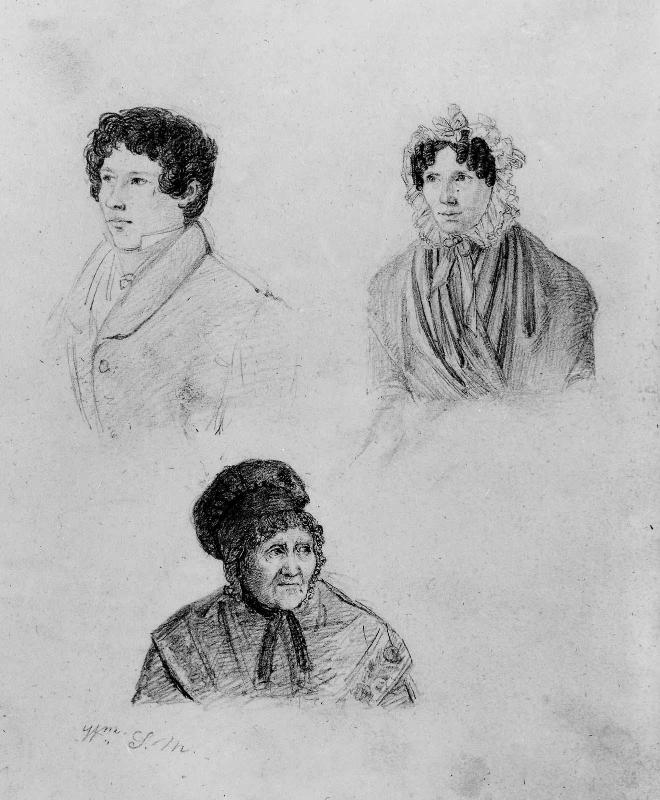 Three busts: two women and a man