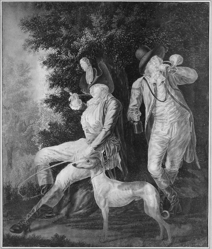 Two Huntsmen Refreshing Themselves with Wine and Tobacco