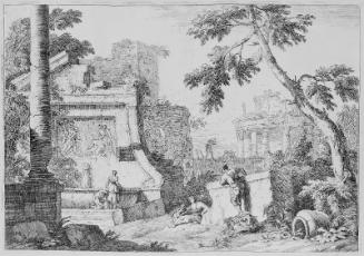 Landscape with Classical Ruins, Including a Fountain and a Round Temple