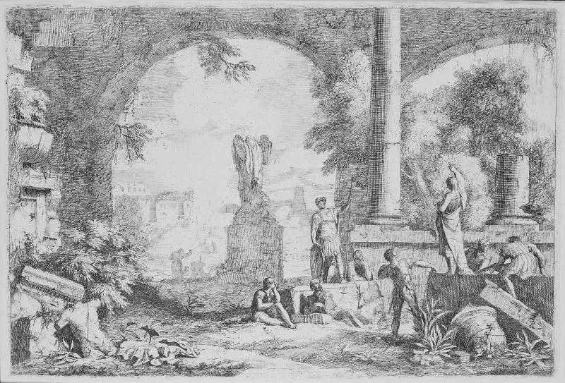 Classical Ruins with a Headless Statue of Nike
