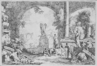 Classical Ruins with a Headless Statue of Nike