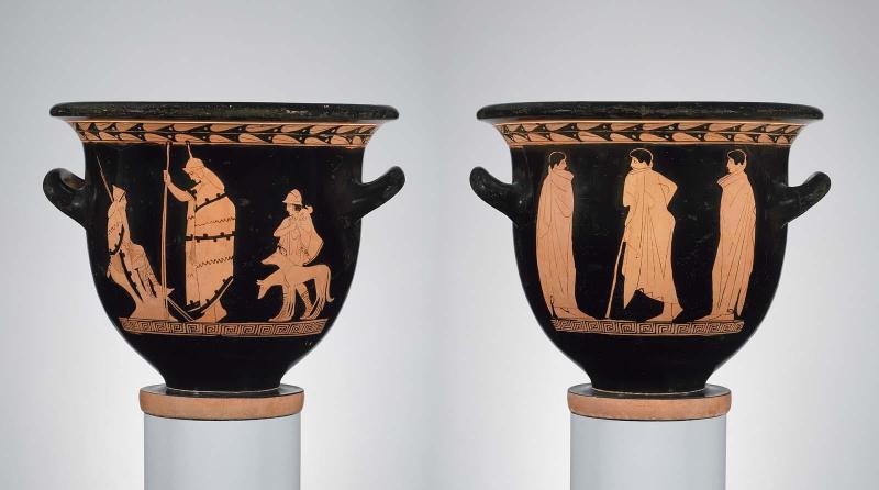 Mixing bowl (bell-krater) with Thracian hunters