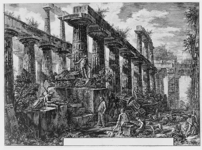 The Cella of the Temple of Neptune (Plate XV of the Views of Paestum)