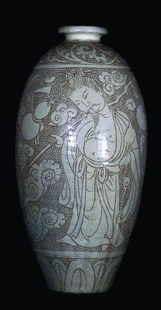 Wine bottle with Daoist figures